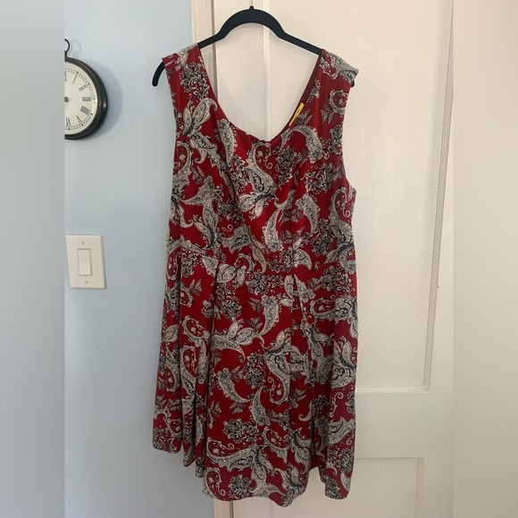 ModCloth Yellow Star Fit n Flare Sleeveless Paisley Dress 1X - Picture 2 of 15